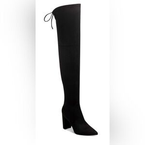 Marc Fisher Black Hulie Velvet Over The Knee Draw String Flat Boots - Size 6.5